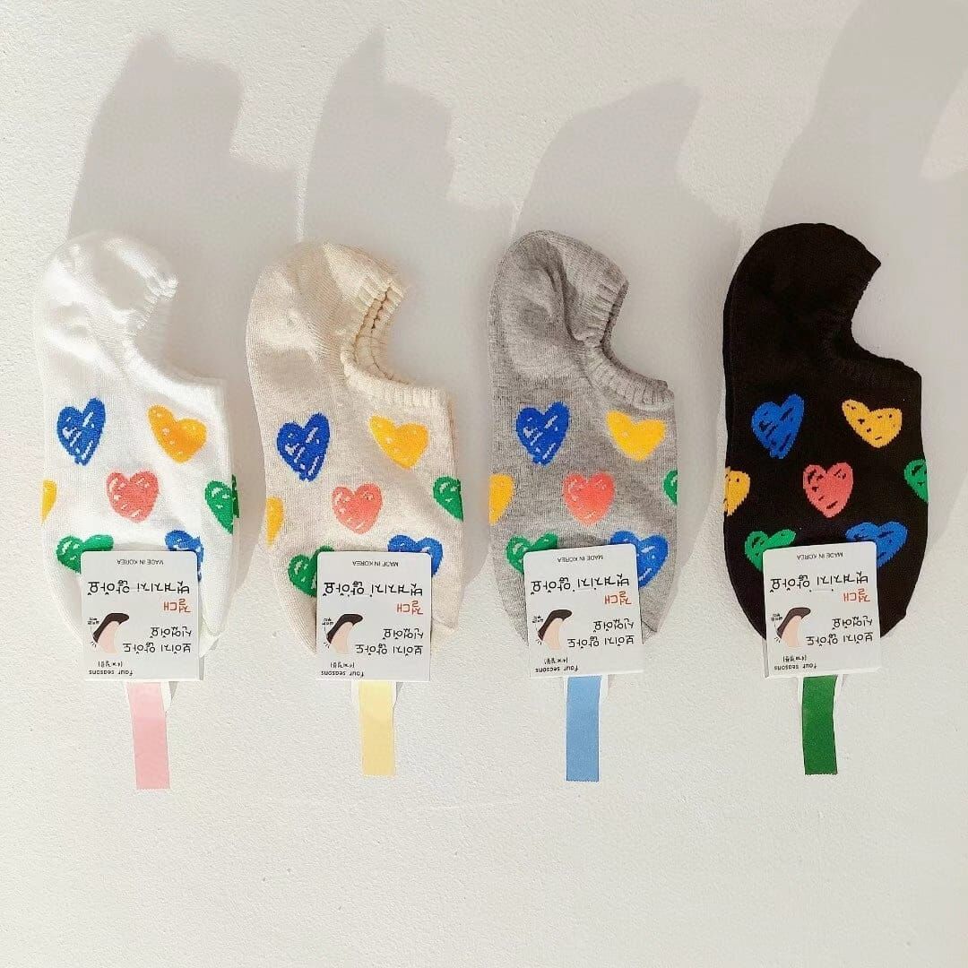 CT4420 彩色心心不掉跟船襪  (任選5對$75 / 任選10對$138)