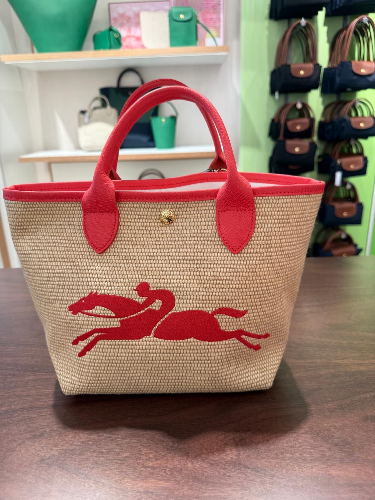 Longchamp Raffia Tote bag Red 10144