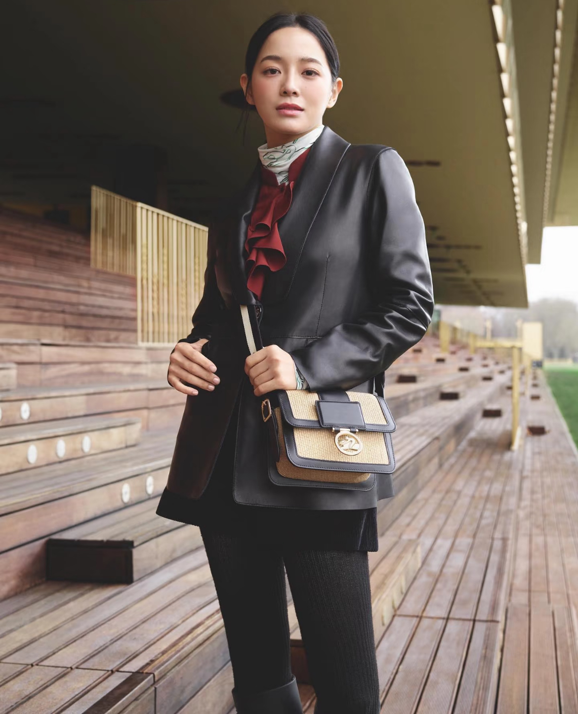 Longchamp Automne Hiver Crossbody cubic bag Black 10174