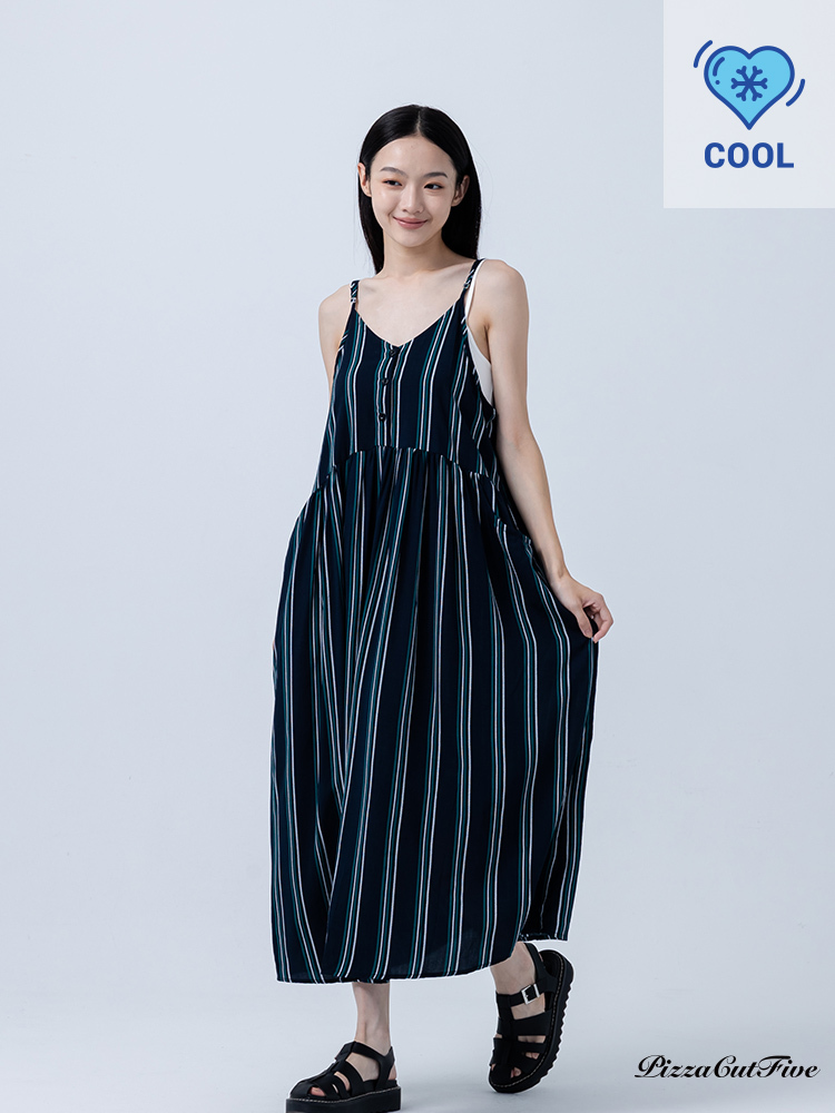 [兩件1580｜涼感洋裝]條紋口袋細肩洋裝 PizzaCutFive PCF252487092