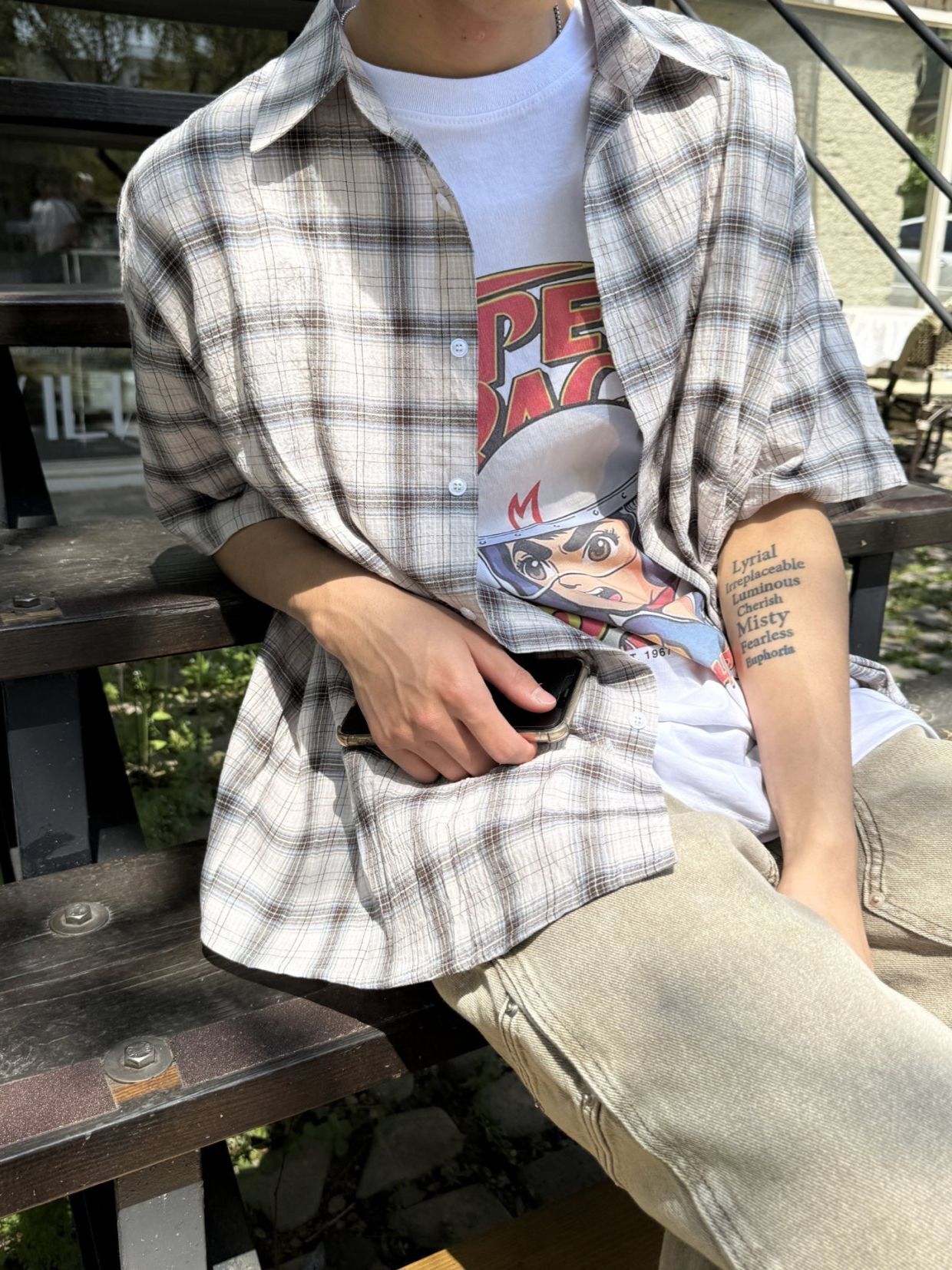 格仔短袖恤衫 OUR ROOM-092S