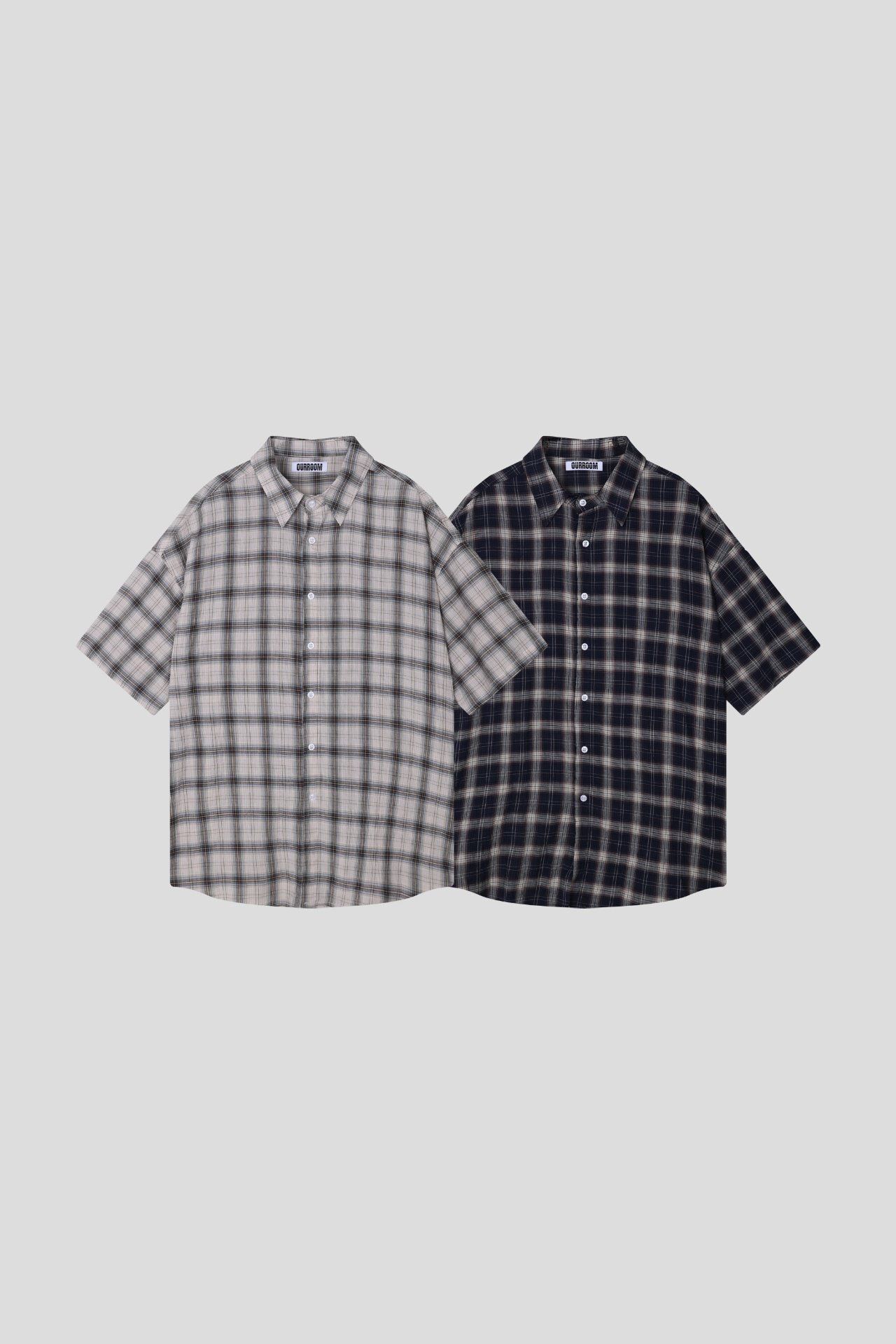 格仔短袖恤衫 OUR ROOM-092S