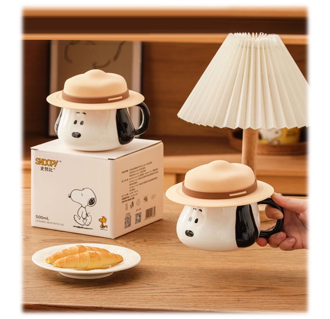 史努比 | 陶瓷杯連蓋套裝(草帽杯)
