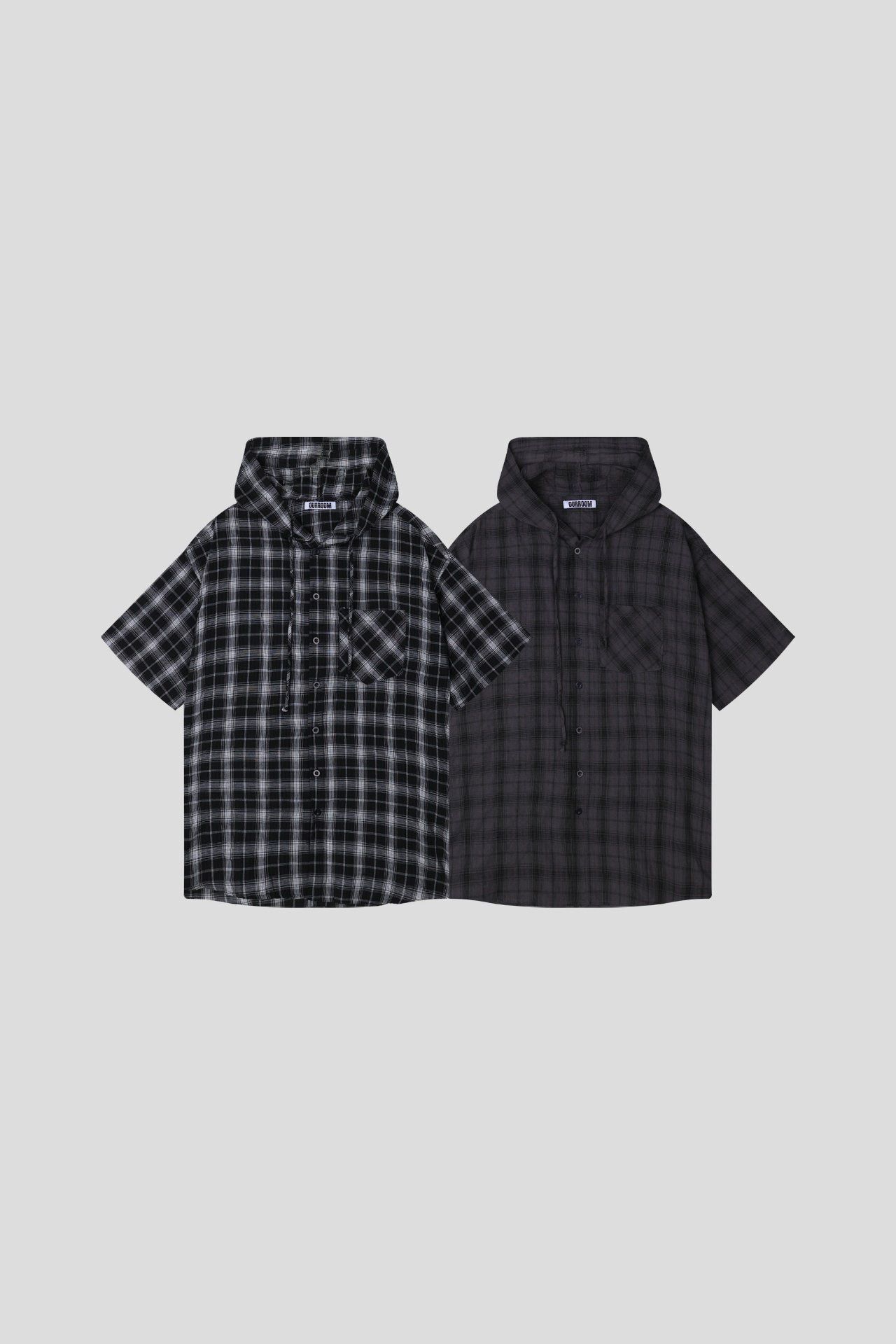 格仔連帽短袖恤衫 OUR ROOM-093S