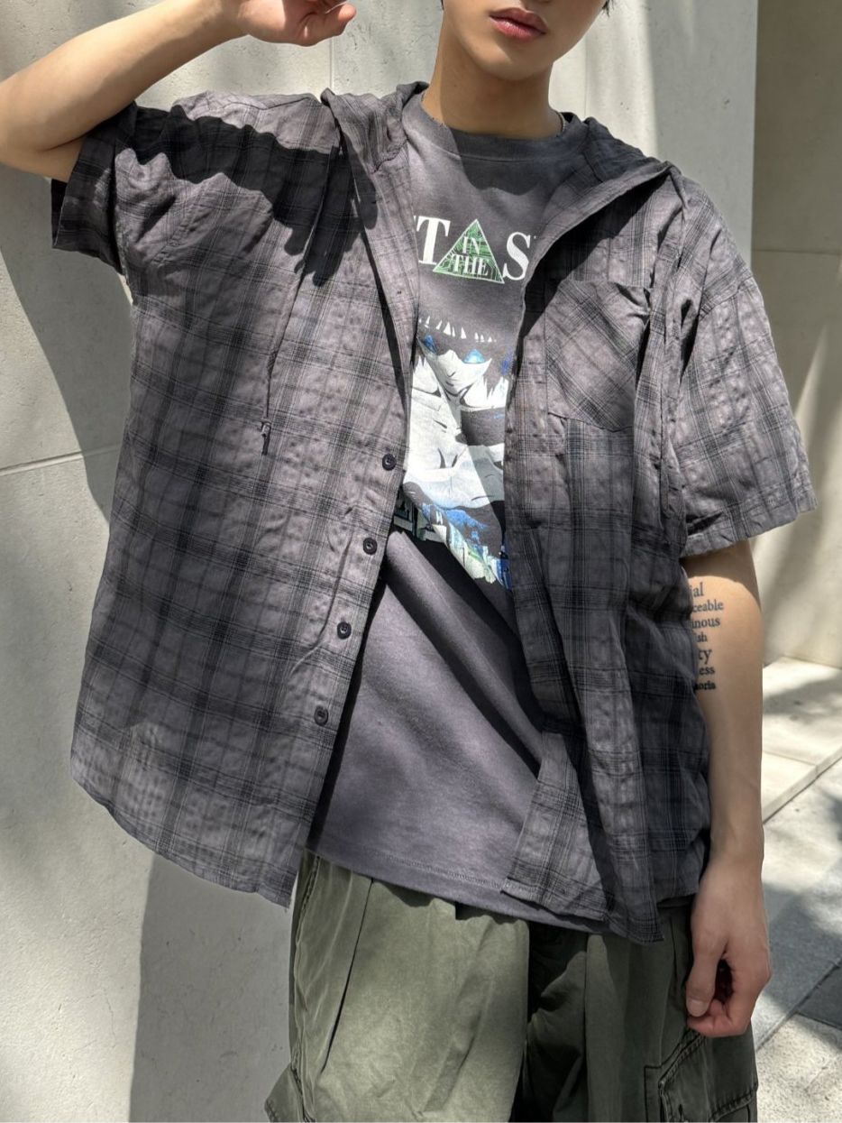 格仔連帽短袖恤衫 OUR ROOM-093S