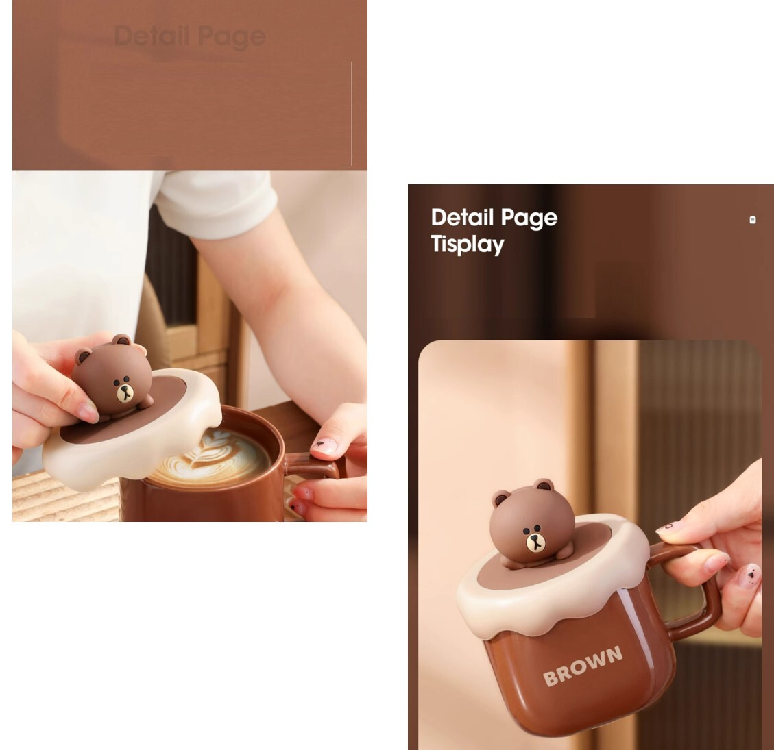 LINE FRIENDS | 陶瓷杯連蓋套裝|Brown