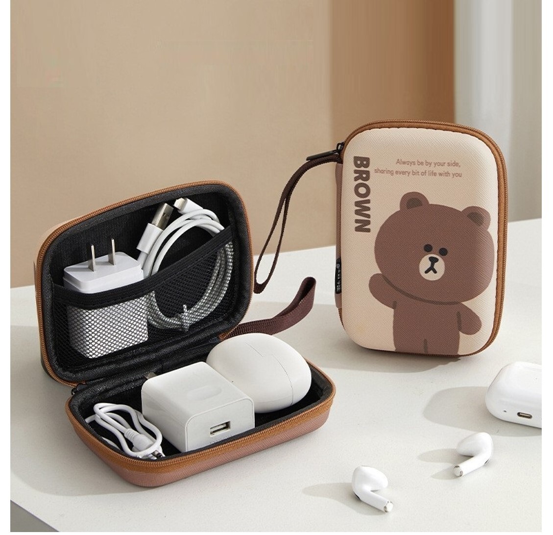 LINE FRIENDS |旅行數據線收納包|Brown