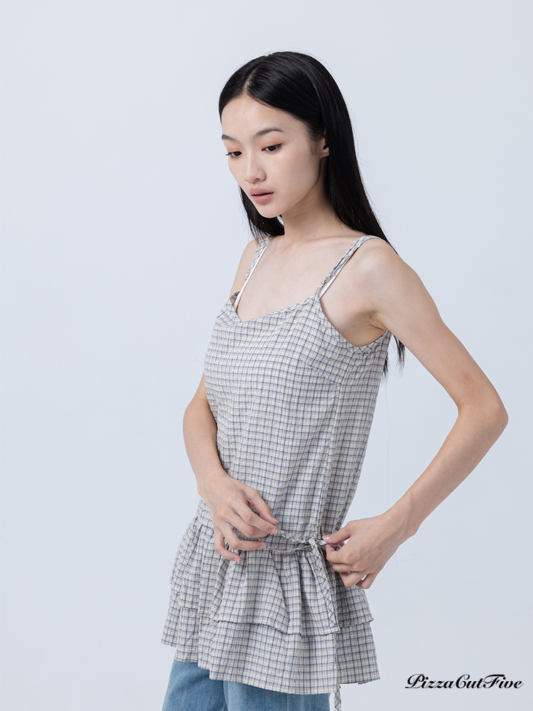 [SALE]小格紋縮腰長版上衣 PizzaCutFive PCF252411027