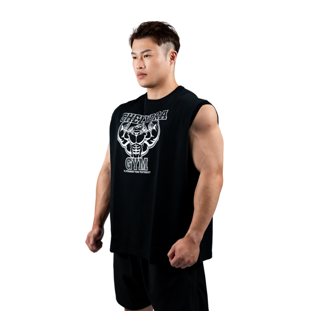 預購[Aircott] Muscle Gym Sleeveless Tee - Black