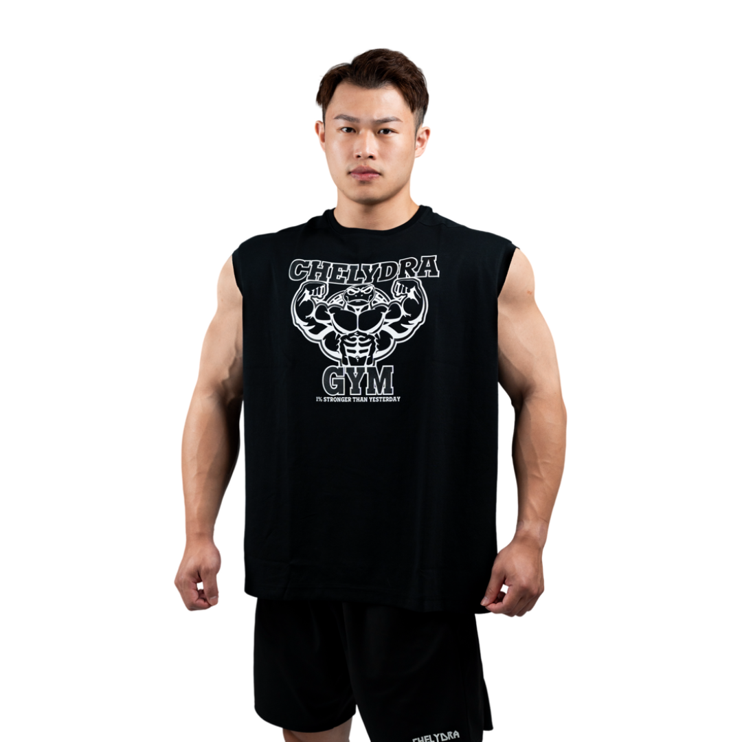 預購[Aircott] Muscle Gym Sleeveless Tee - Black