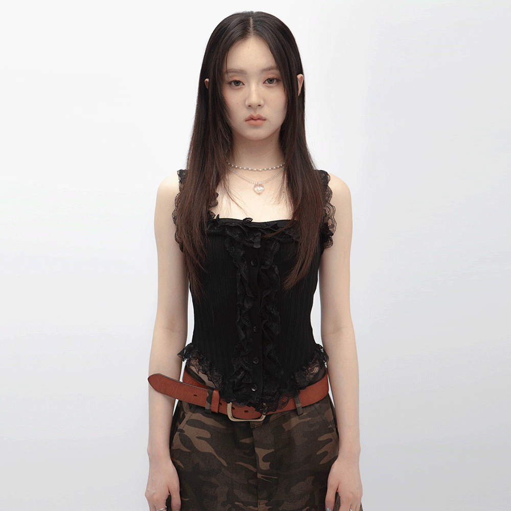 蕾絲針織背心上衣