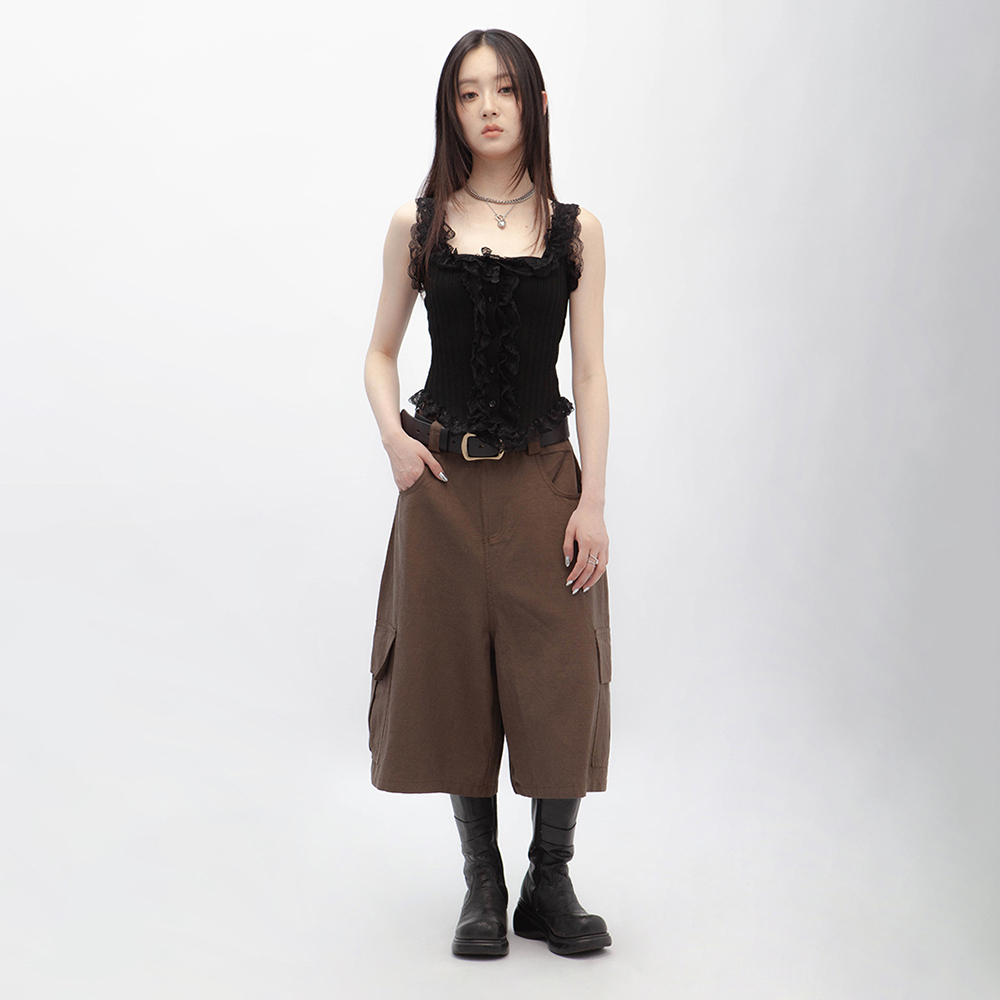 工裝寬版七分褲(in stock)