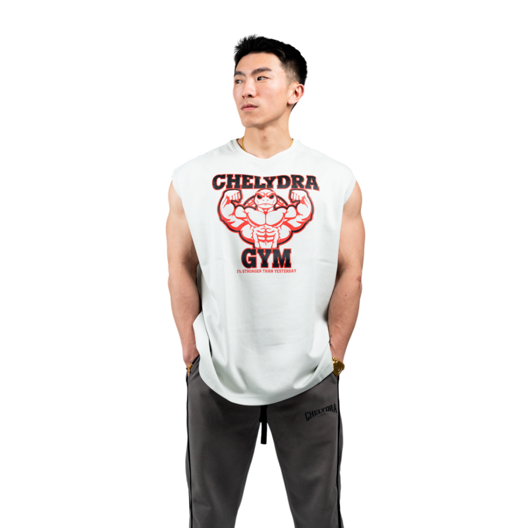 [Aircott] Muscle Gym Sleeveless Tee - Ivory