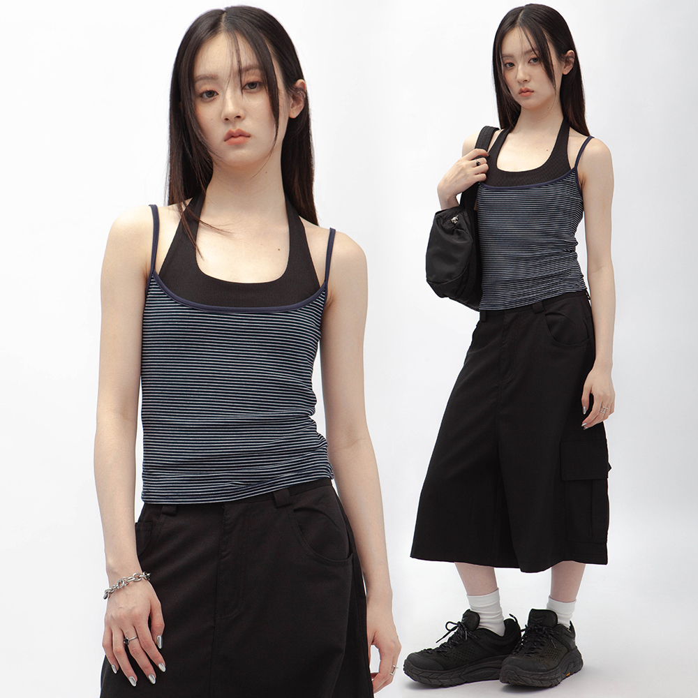 條紋短版細肩背心