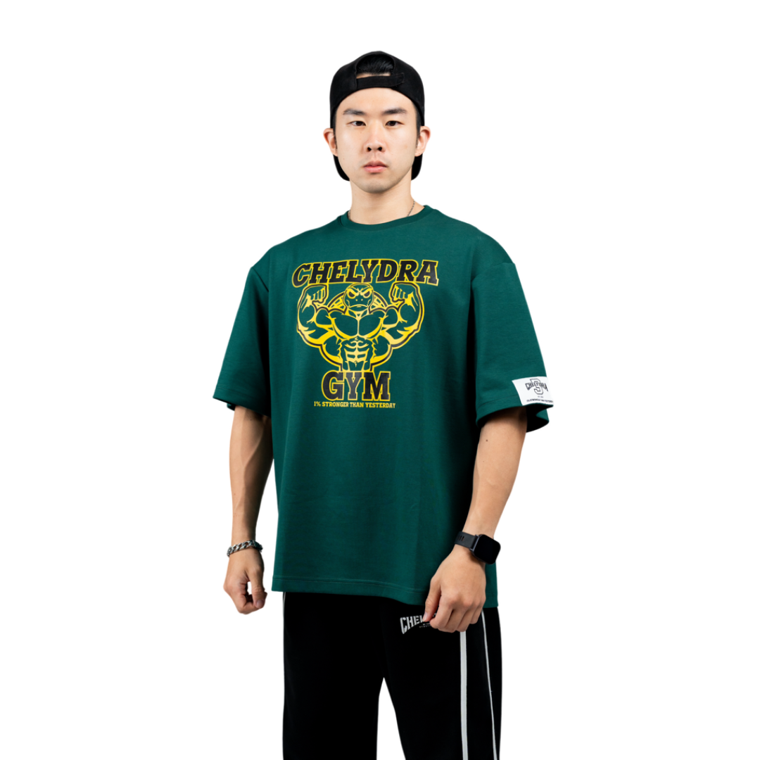 [Aircott] Muscle Gym Oversized Tee - Green Yellow
