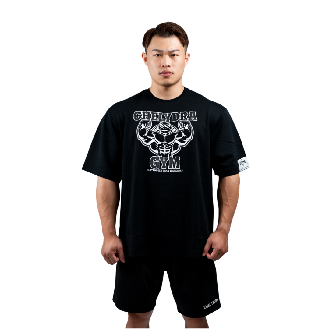預購[Aircott] Muscle Gym Oversized Tee - Black