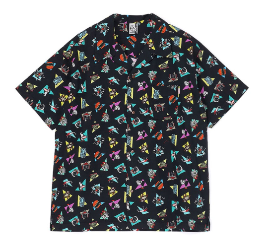 CHUMS Men’s Chumloha Short Sleeve Shirt – KASEKICIDER Collaboration, Black, Casual Aloha Style JUN25