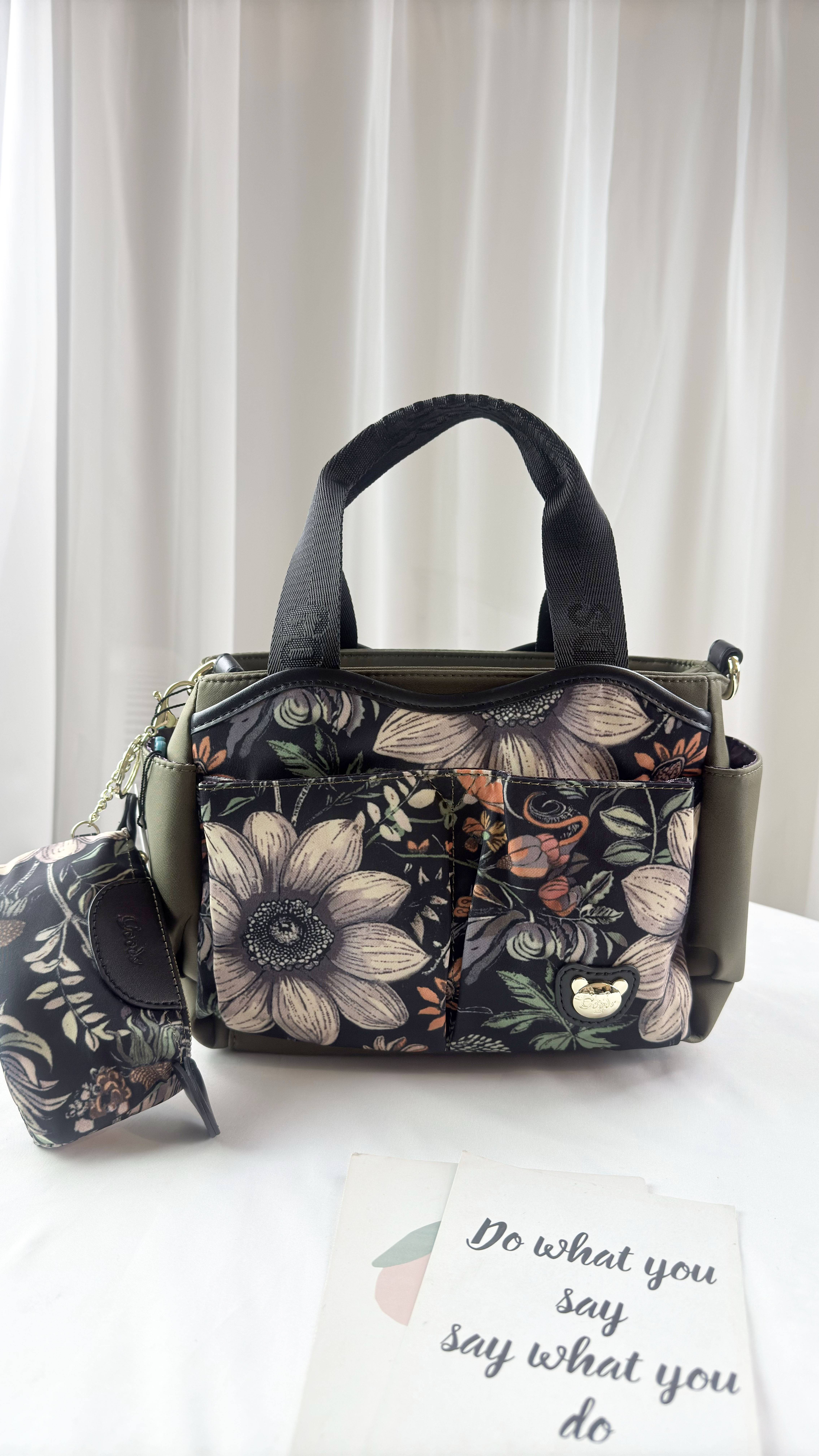 GOODS 綠花防潑水手提包 / 側背包 附零錢包   #11114