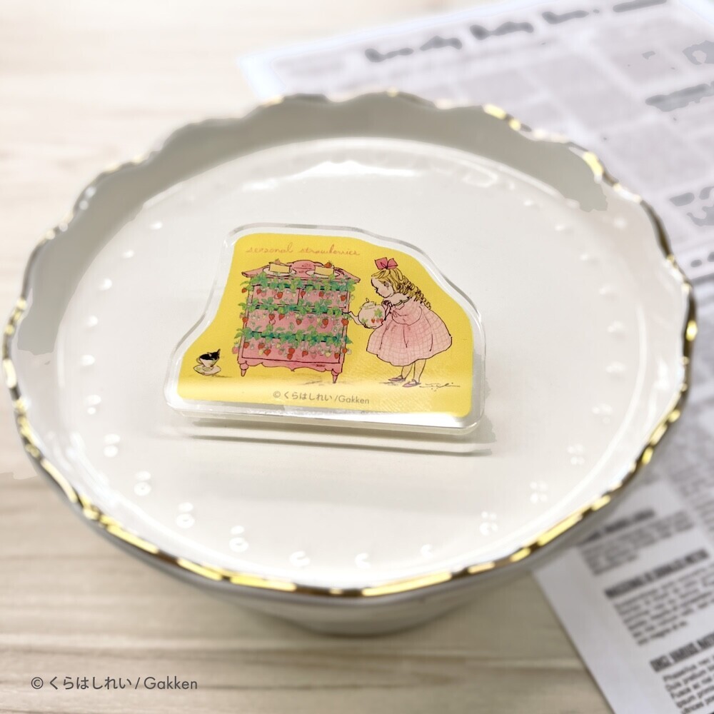 草莓與女孩（黃色） 壓克力夾｜日本Kurahashirei