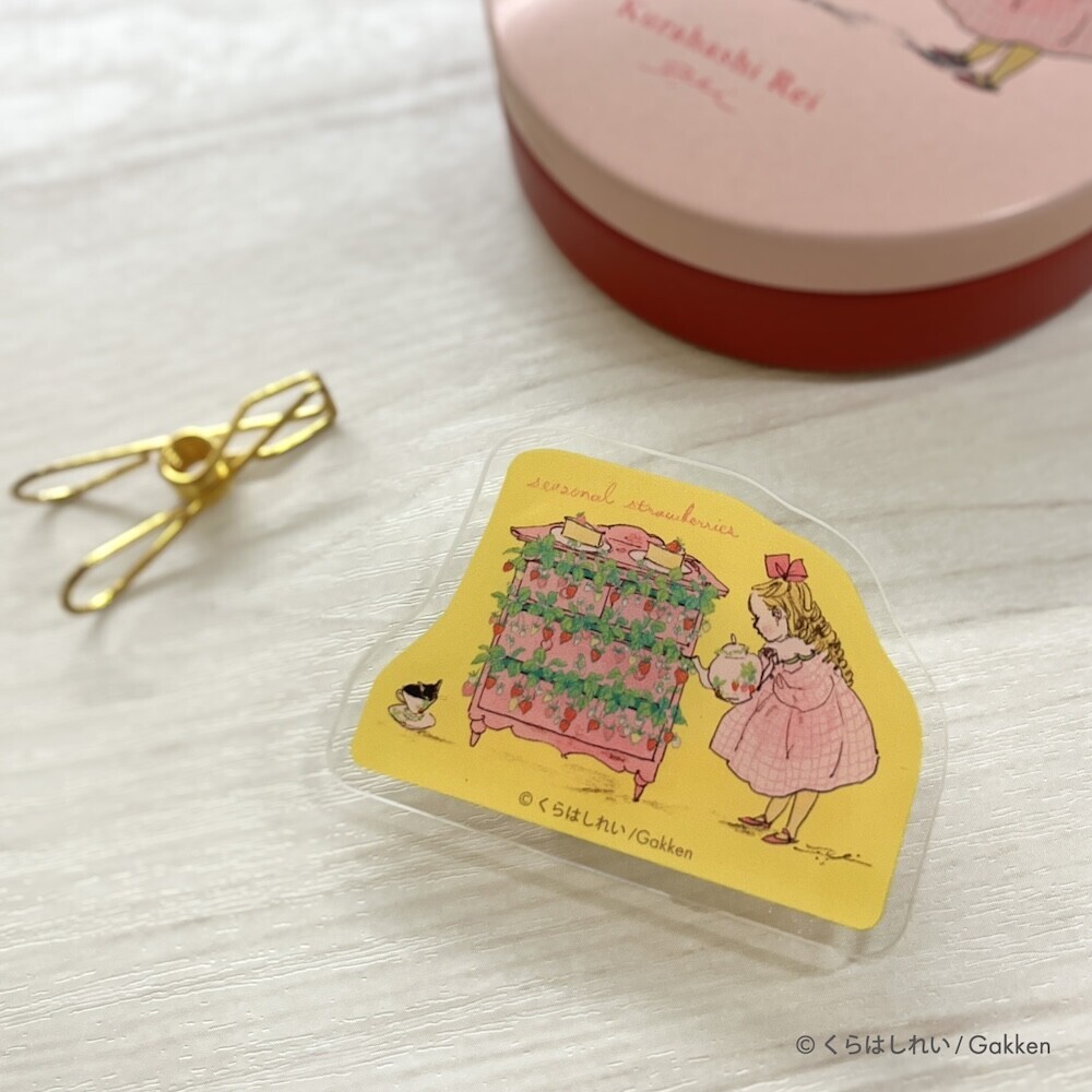 草莓與女孩（黃色） 壓克力夾｜日本Kurahashirei