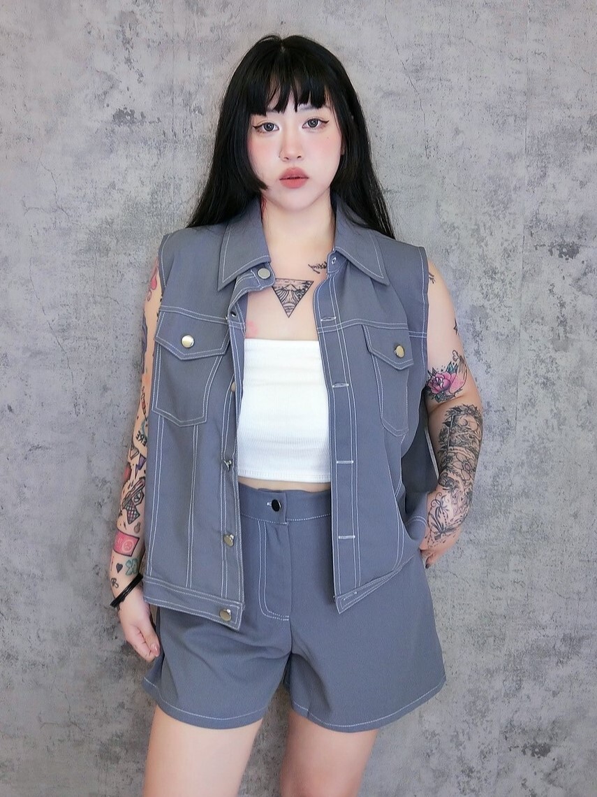 外車線背心+短褲套裝