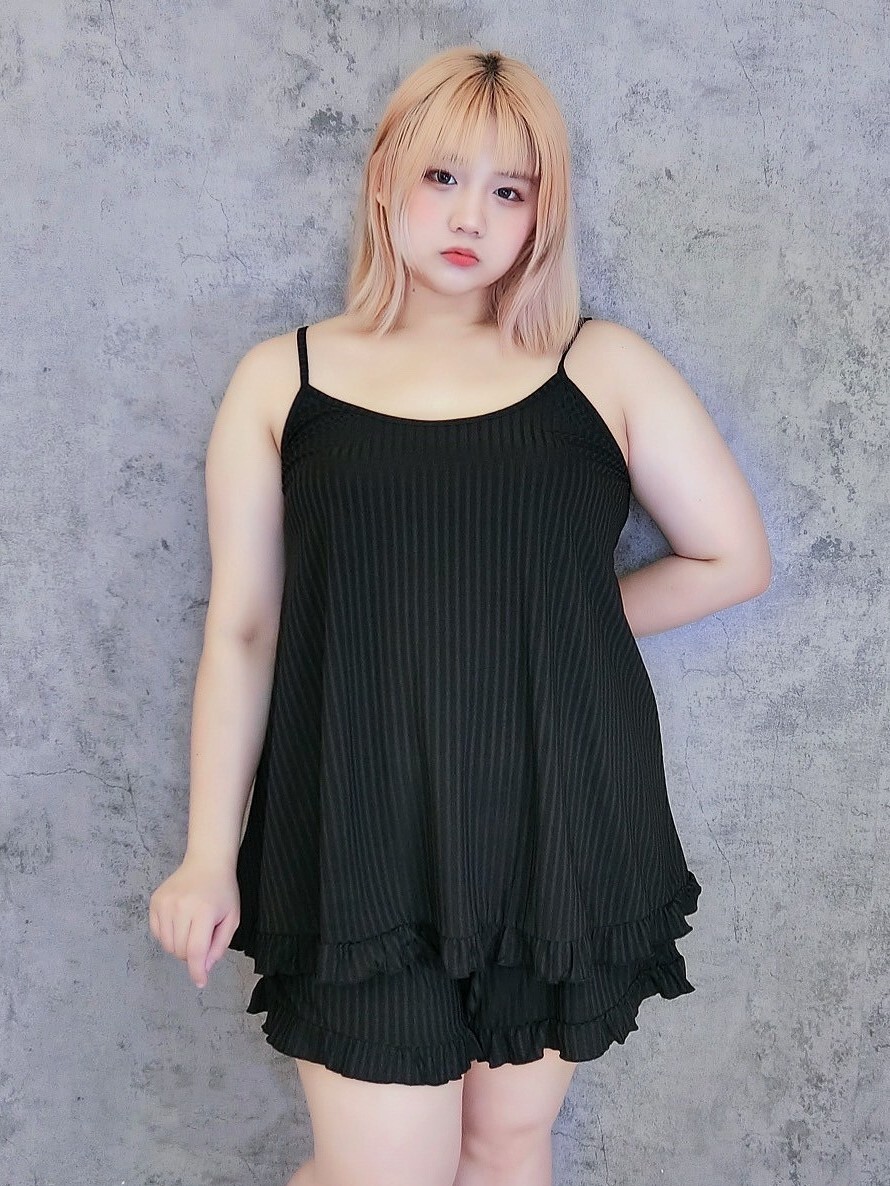 直條紋涼感睡衣兩件套