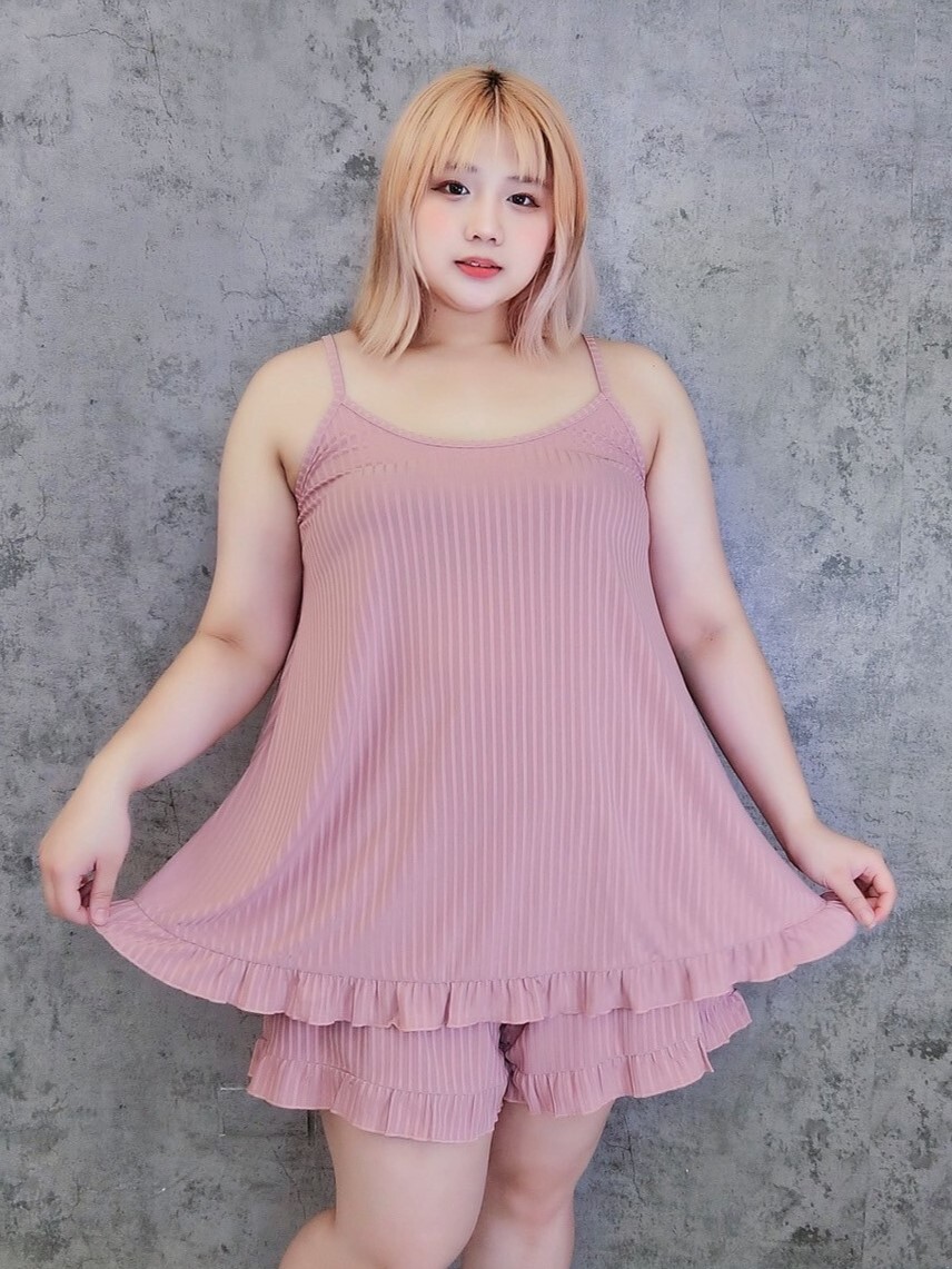 直條紋涼感睡衣兩件套