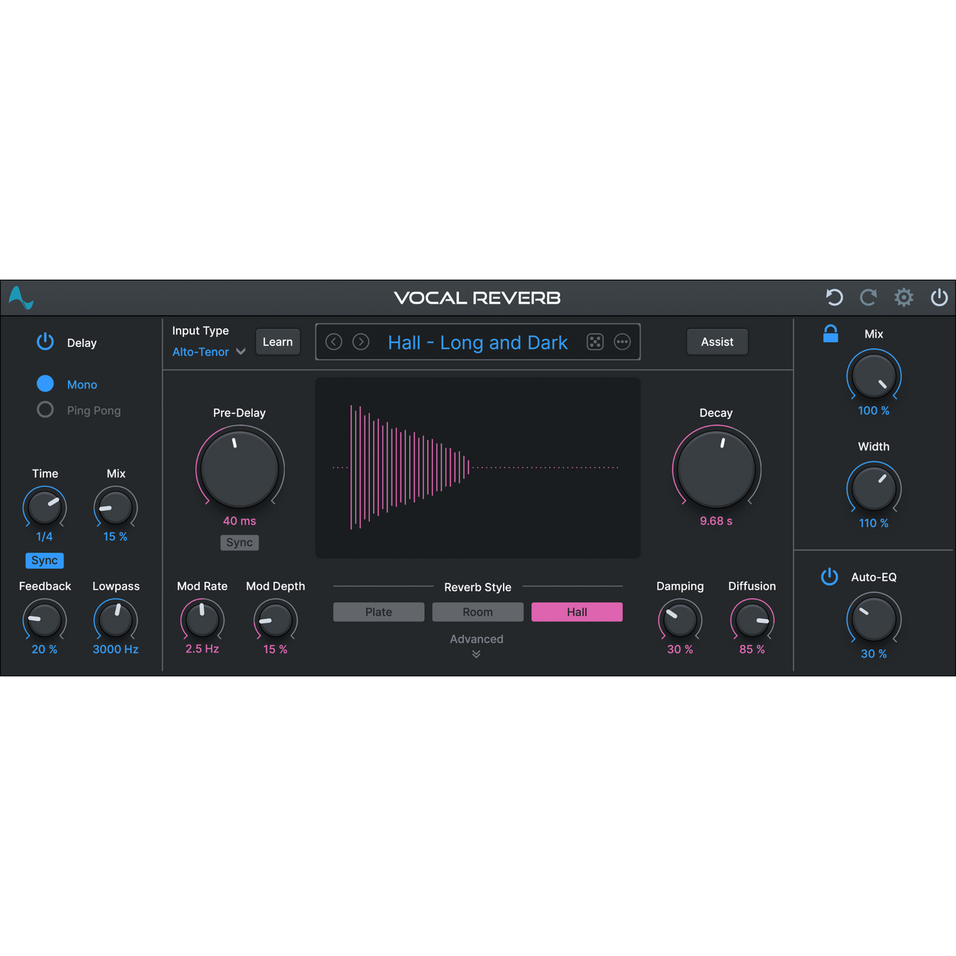 Antares AutoTune Vocal Reverb 智慧人聲殘響效果器