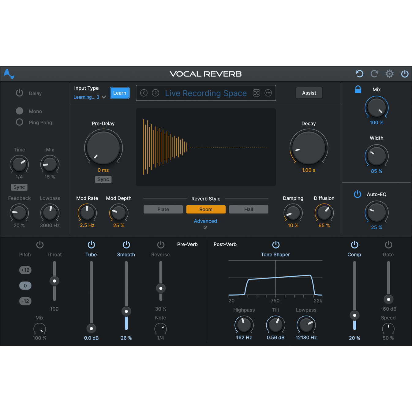 Antares AutoTune Vocal Reverb 智慧人聲殘響效果器