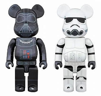 BEARBRICK DARTH VADER 黑武士 & STORMTROOPER 白兵 CHROME Ver. 400% SET OF 2