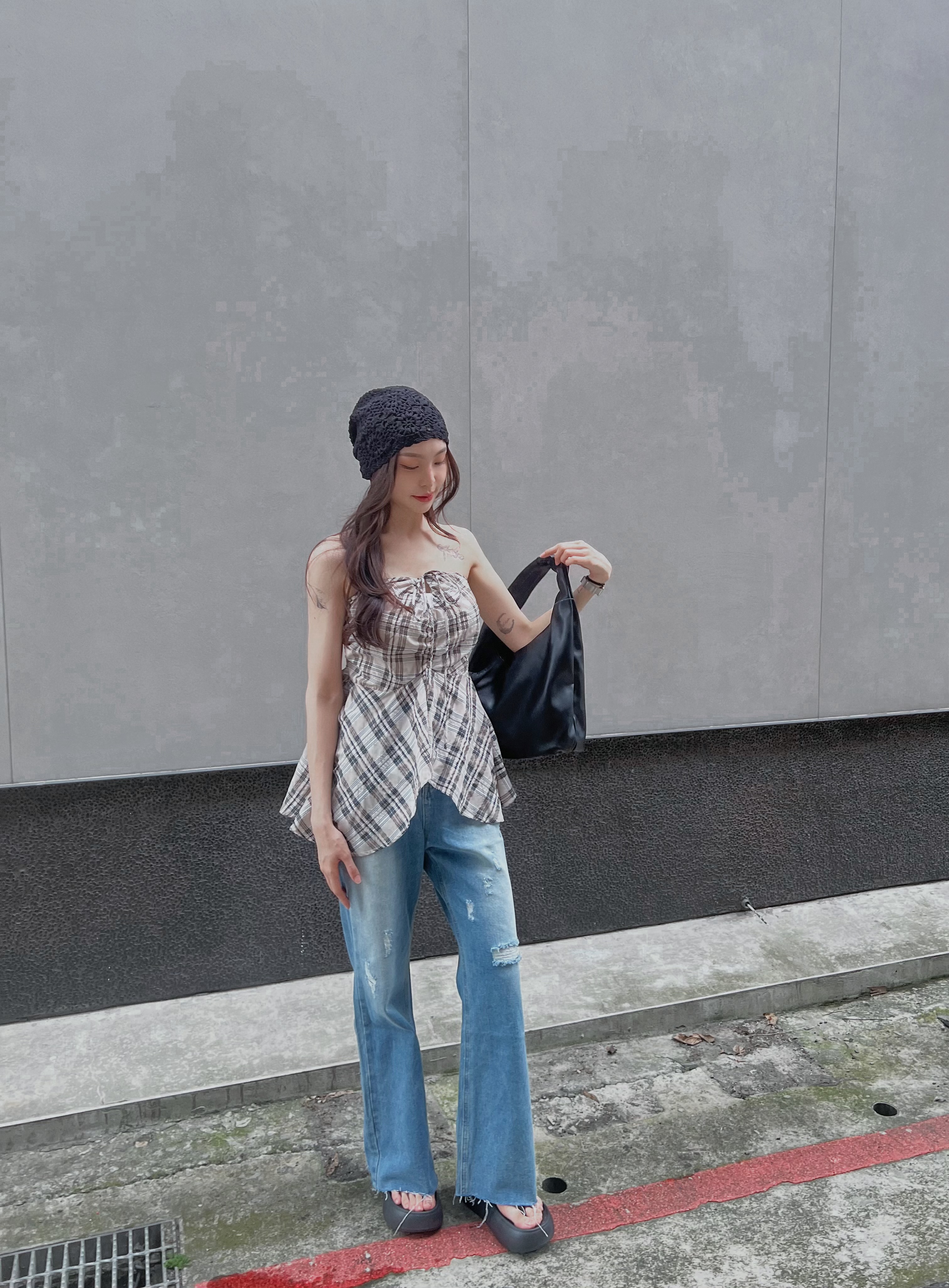 微辣格紋綁繩上衣/二色