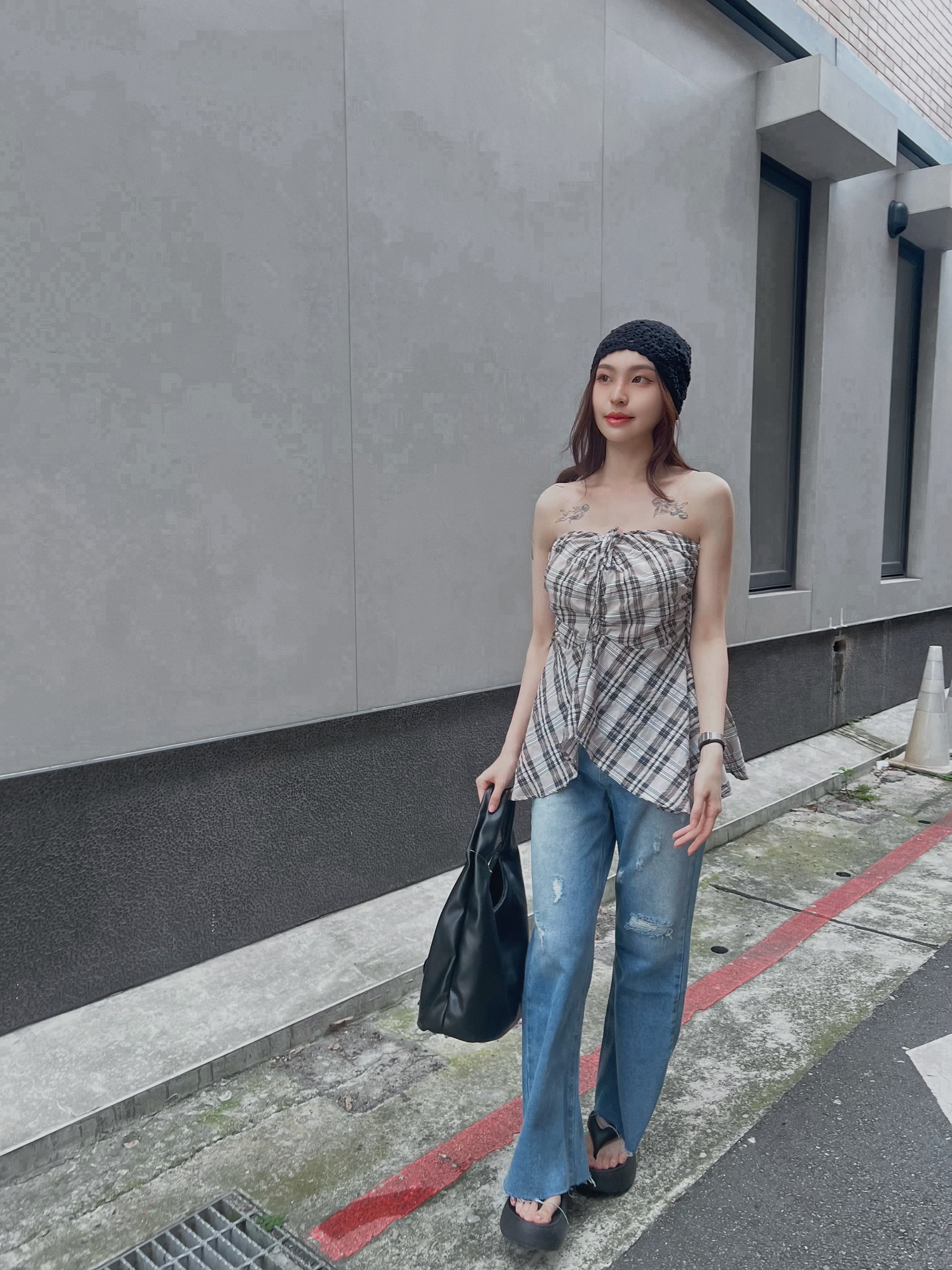 微辣格紋綁繩上衣/二色