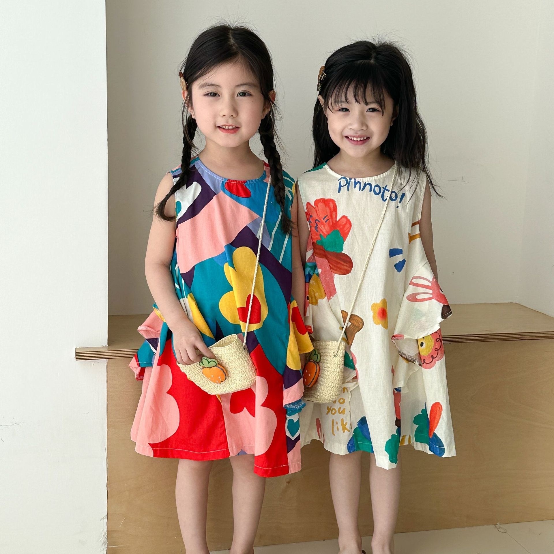 夏季大花花兔子荷葉邊洋裝