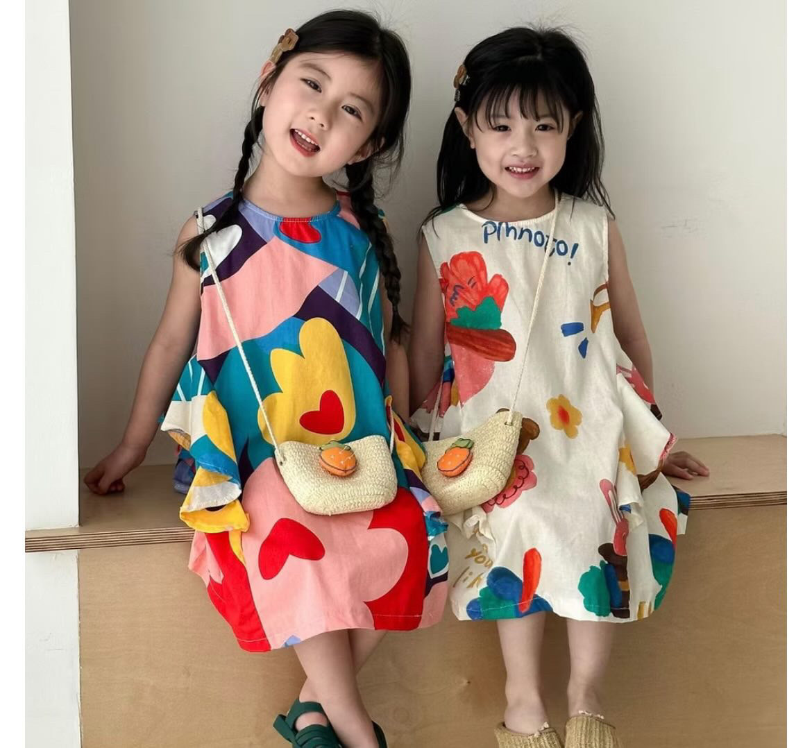 夏季大花花兔子荷葉邊洋裝