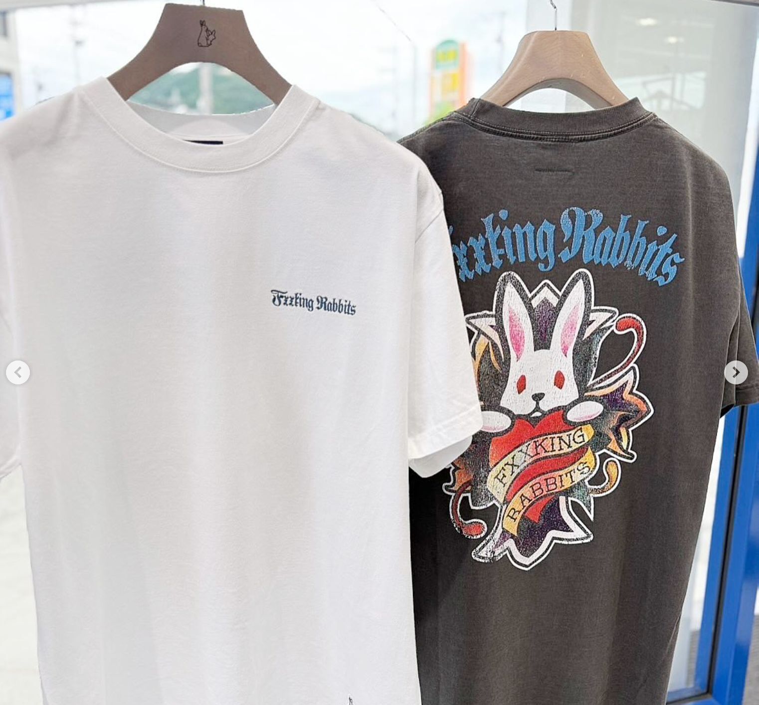 FR2港 Cross Rabbits Tattoos Garment Dye T-shirt[FRC3858]