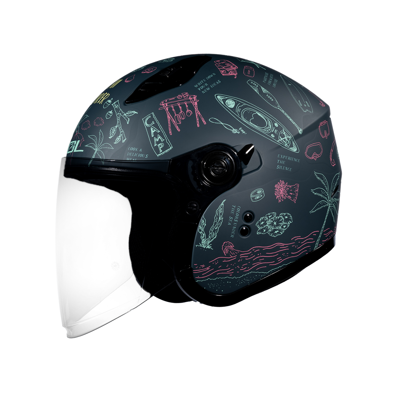 SOL SO-12 彩繪 夏令營 消光藍/粉 3/4罩