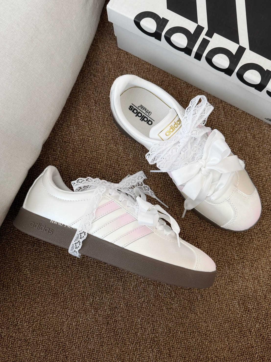 <快速出貨> 訂製款✨ADIDAS NEO COURT VL 蝴蝶結 漸層粉