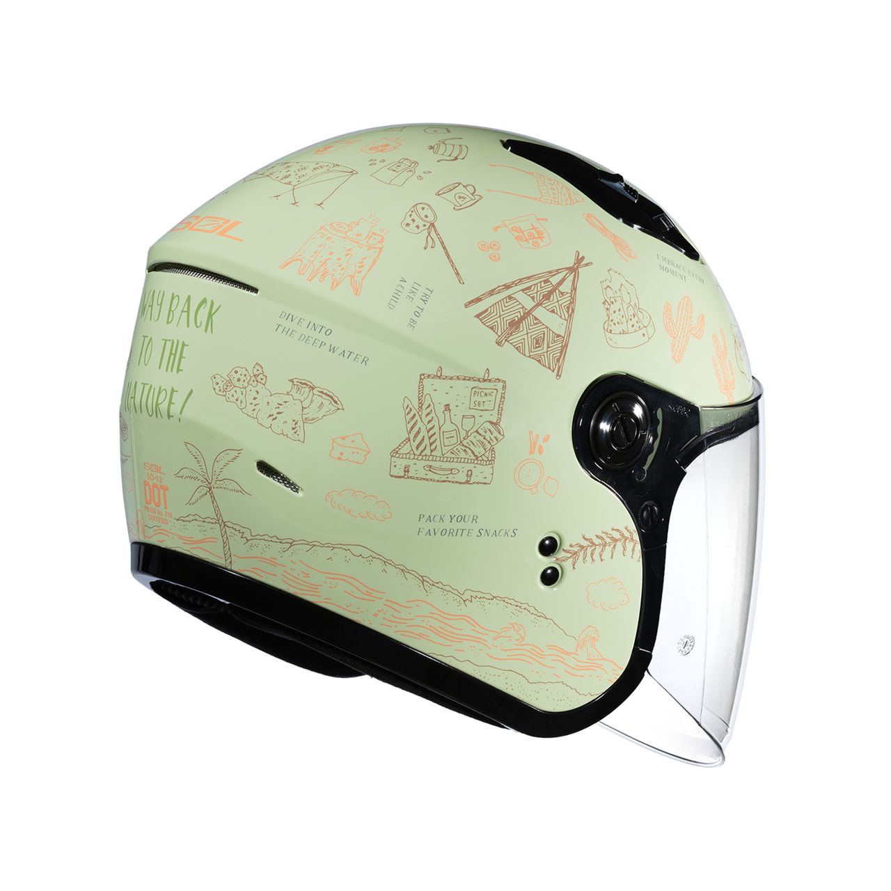 SOL SO-12 彩繪 夏令營 綠/橘 3/4罩