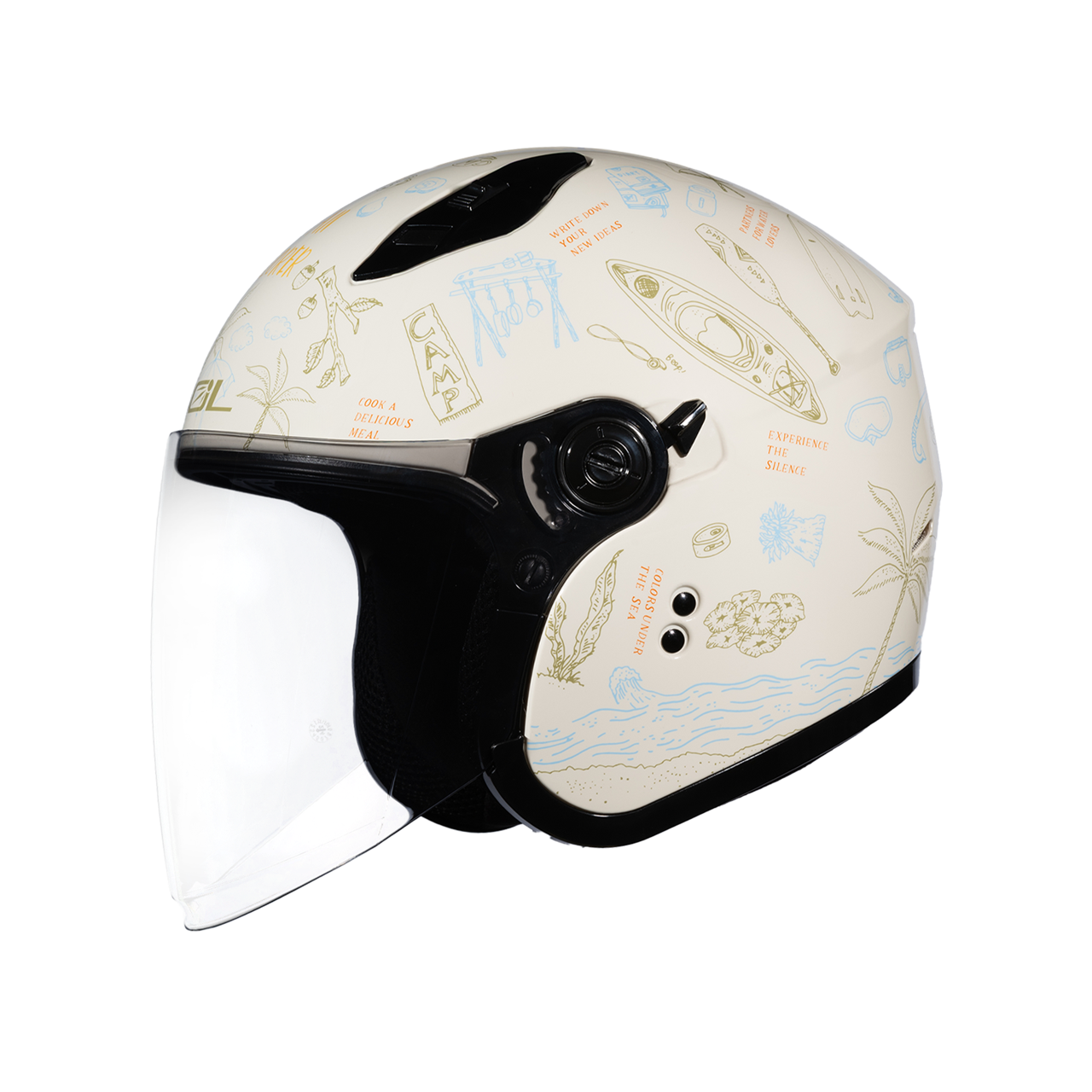 SOL SO-12 彩繪 夏令營 米白/藍 3/4罩