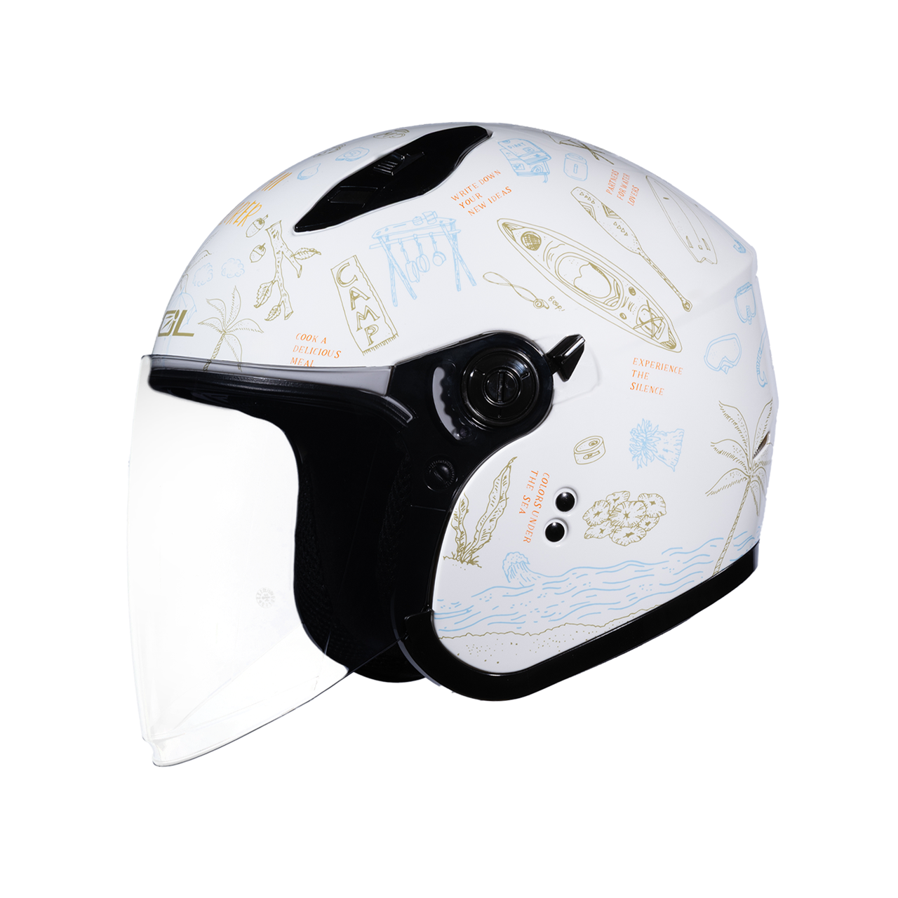 SOL SO-12 彩繪 夏令營 白/藍 3/4罩