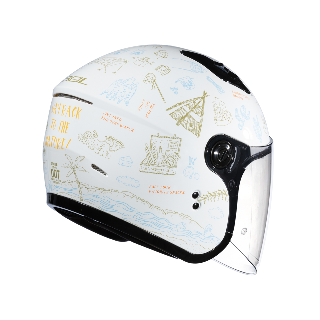 SOL SO-12 彩繪 夏令營 白/藍 3/4罩