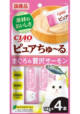 [*任選11件$138*] CIAO 吞拿魚和豪華三文魚(14gx4支裝)