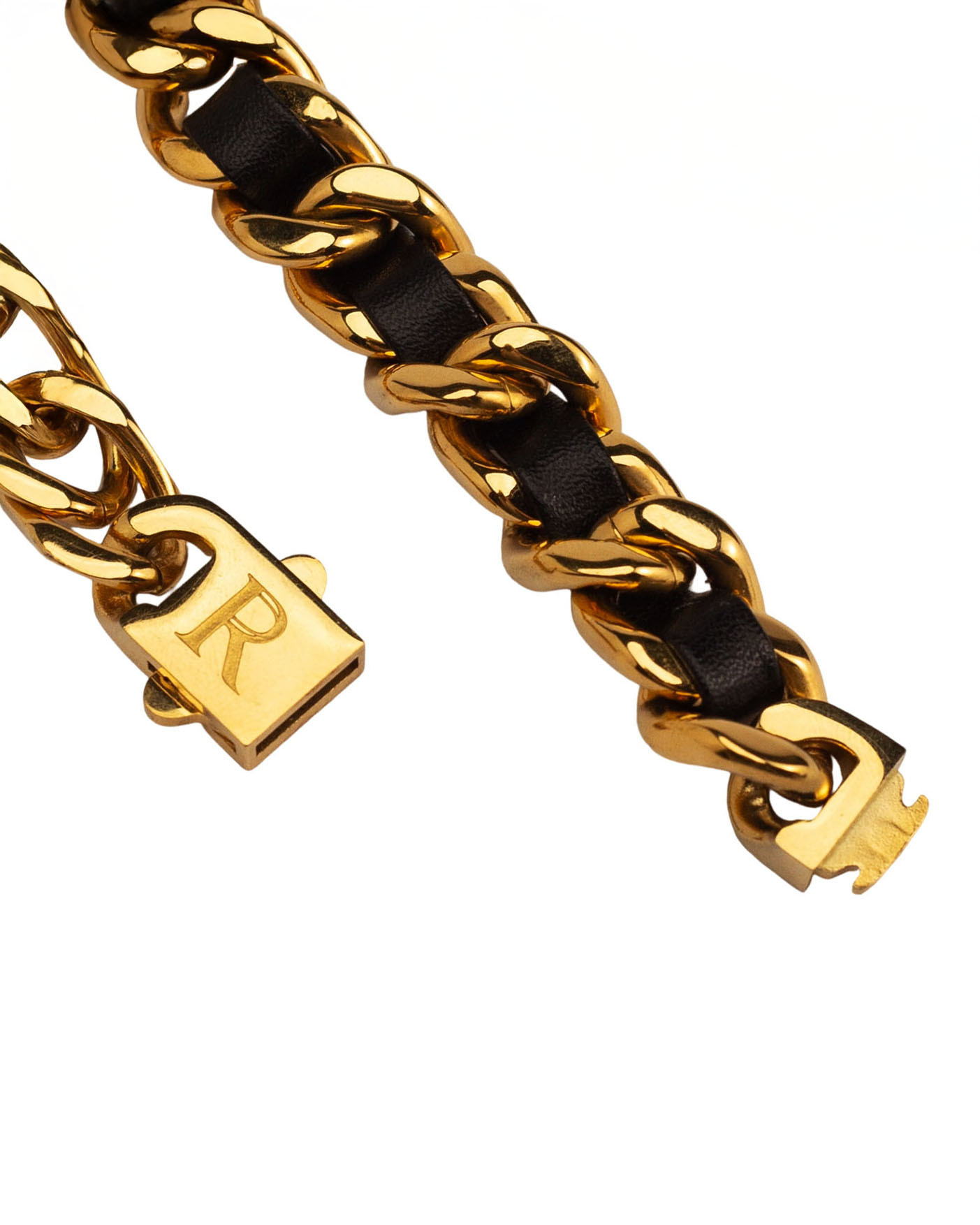 DEIFIED X RECOVERY 編織寬扁手鍊 亮金