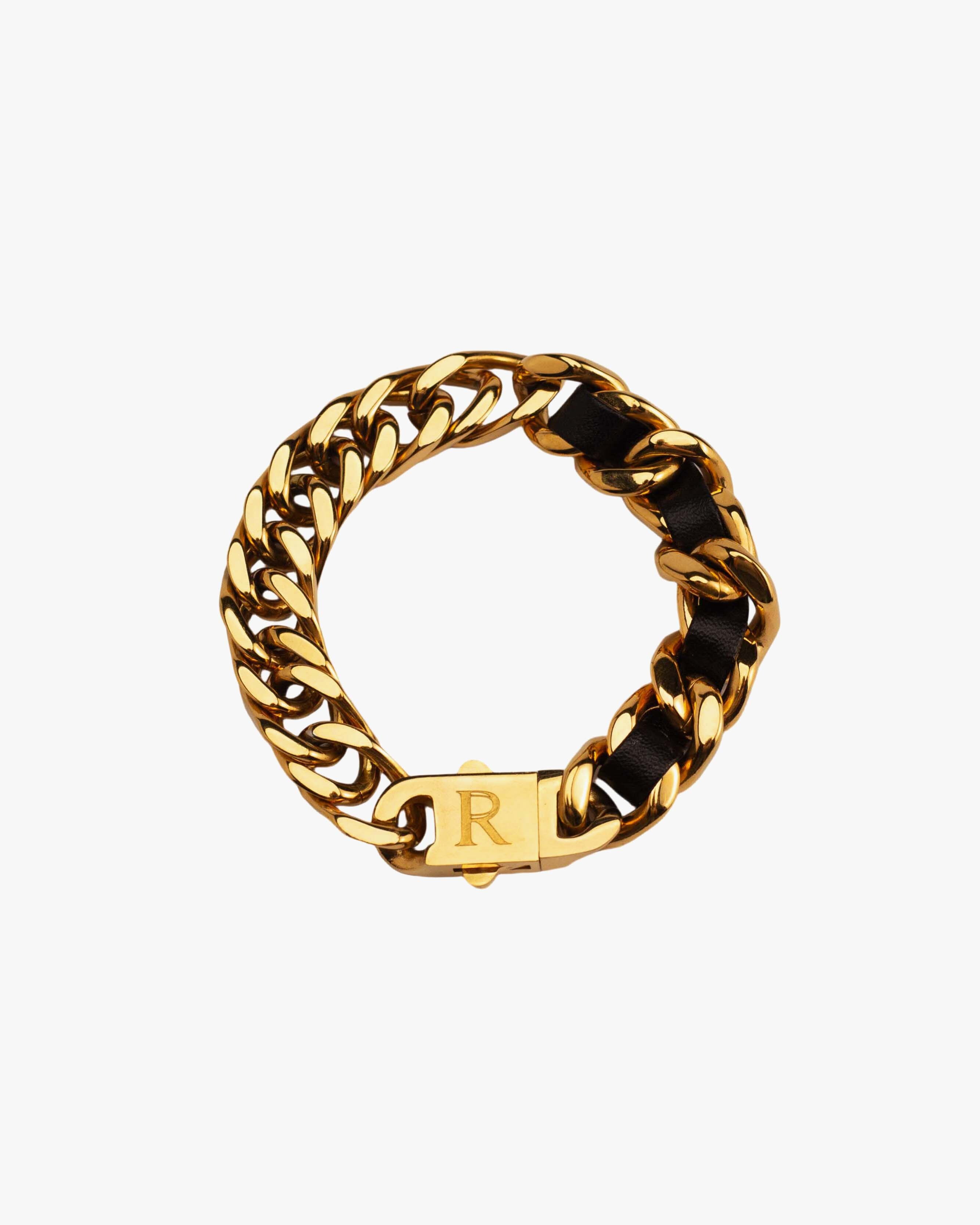 DEIFIED X RECOVERY 編織寬扁手鍊 亮金