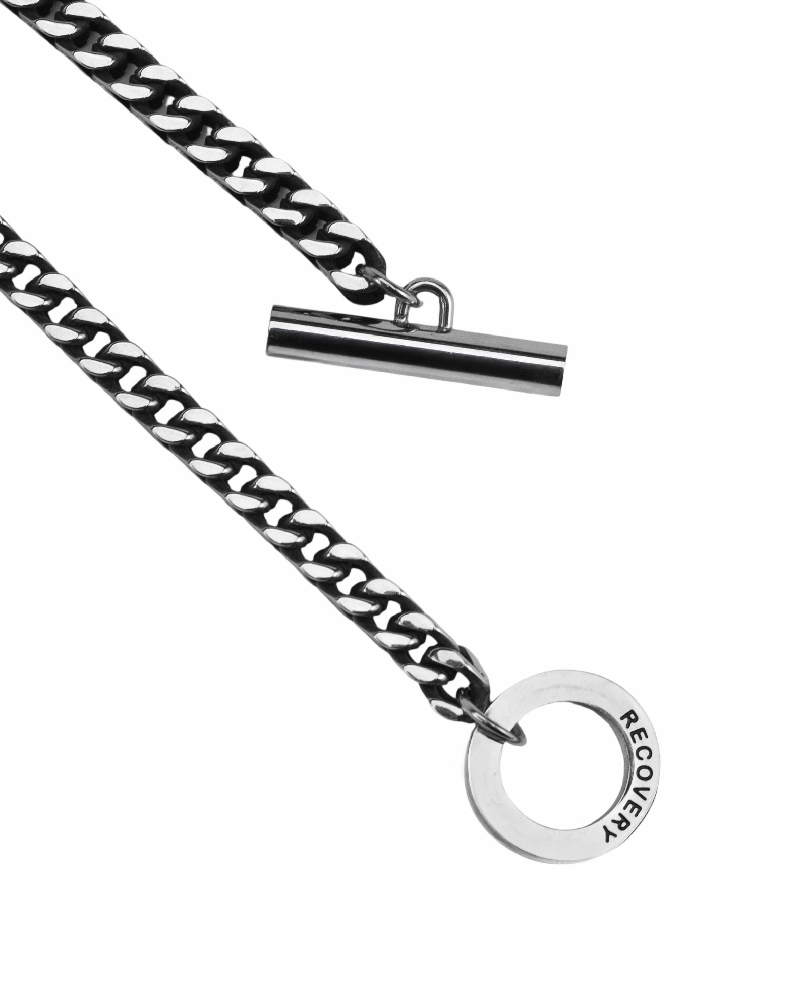 RECOVERY 方格麻花手鍊,亮銀