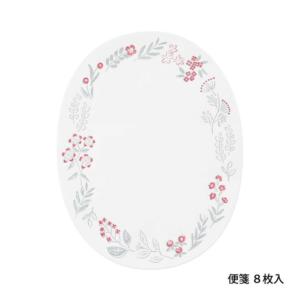 活版印刷 造型 信紙組 花圈紅｜MIDORI 日本