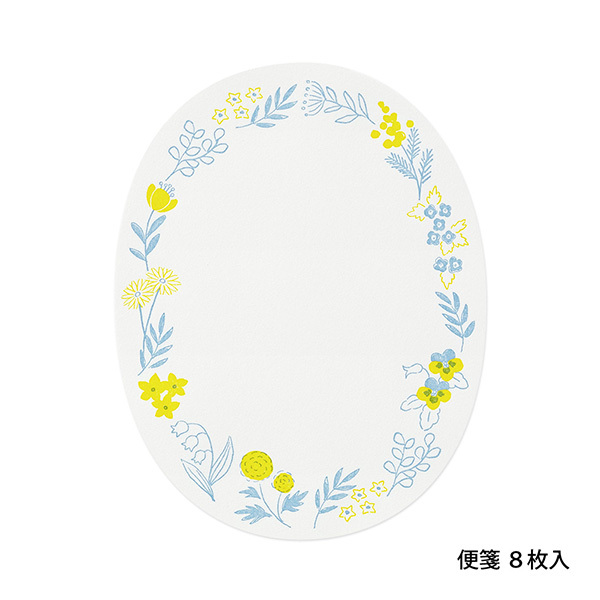 活版印刷 造型 信紙組 花圈藍｜MIDORI 日本