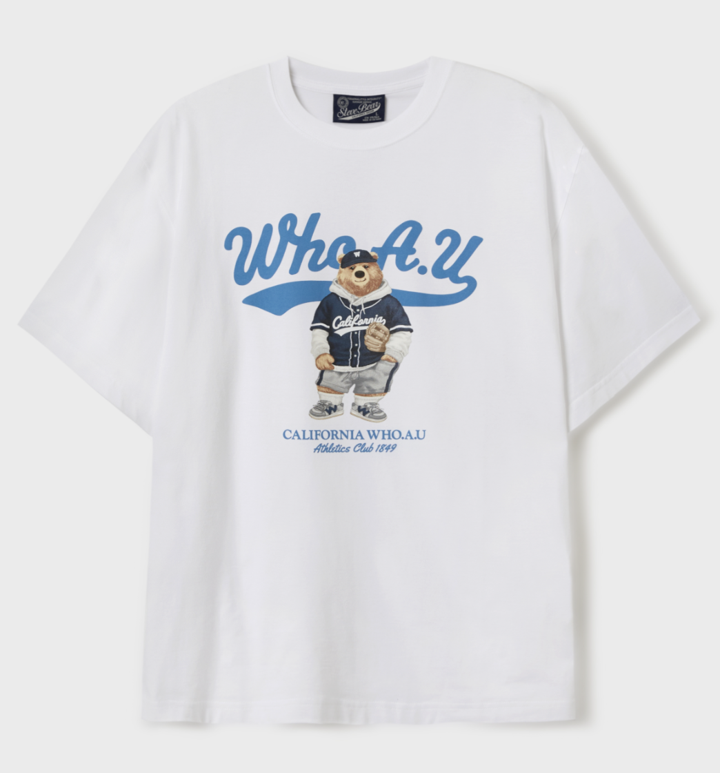 【韓国 WHO.A.U】Steve Embroidery ShortSleeve T-shirt[B] Steve Embroidery ShortSleeve T-shirt[B] - 후아유닷컴