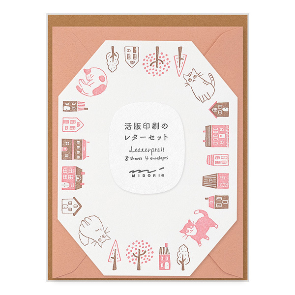 活版印刷 造型 信紙組 貓咪｜MIDORI 日本