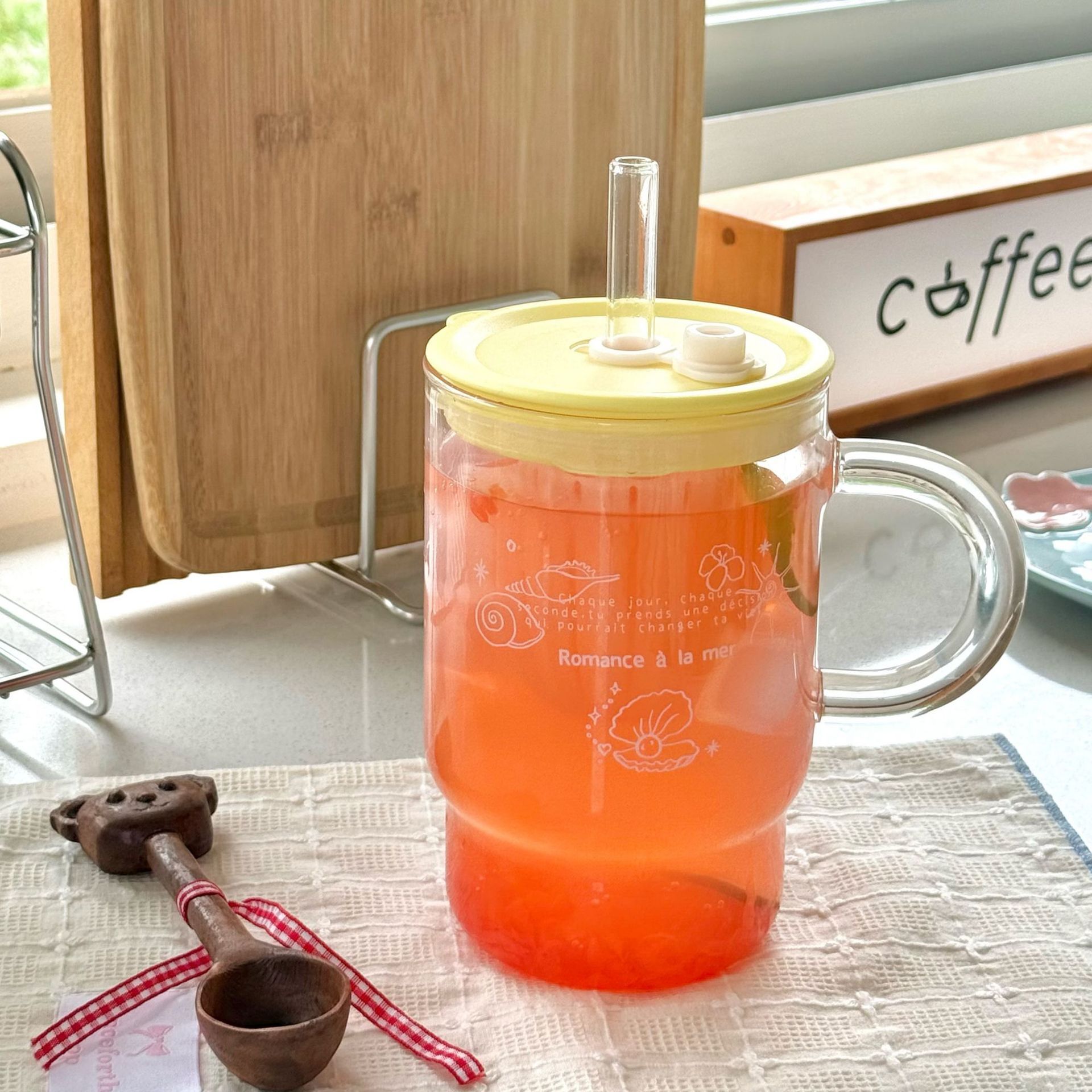 《6041》海洋系列大容量玻璃吸管杯(1000ml)